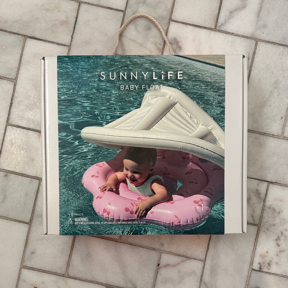 Sunnylife Pink Floral Baby Float with White Sun Canopy